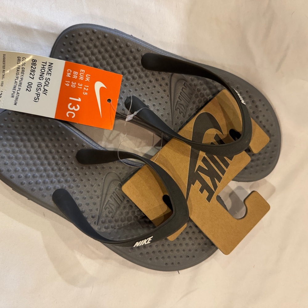 Nike Black and Gray Flip Flops